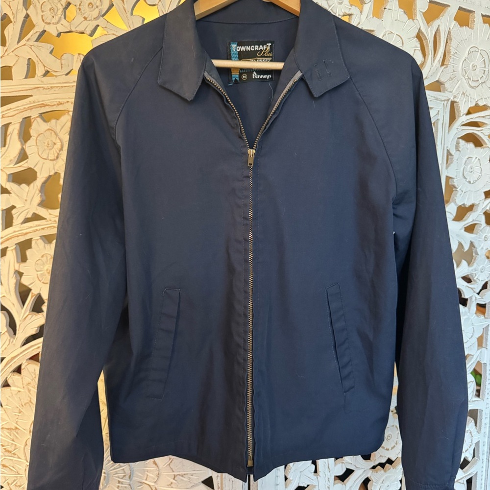1960’s Penny’s Towncraft Men's Navy Jacket - Medium